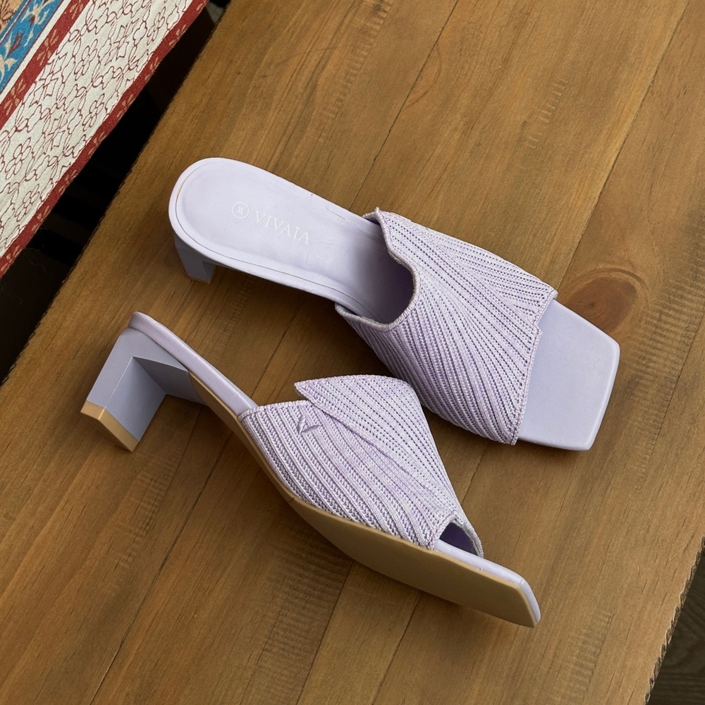 Lavender Kitten Heel Sandals